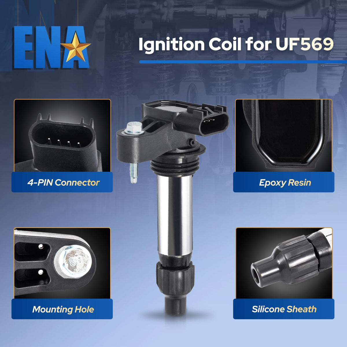 ENA coil installed on engine demonstrating direct-fit replacement benefit