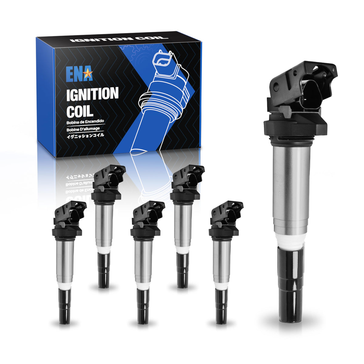 ENA front view of ignition coil pack showing OE-style housing and fit benefits