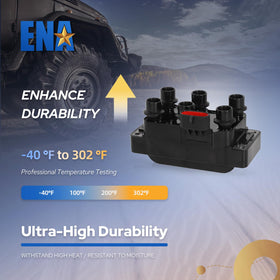 ENA coil pack installed in engine bay illustrating direct replacement benefit