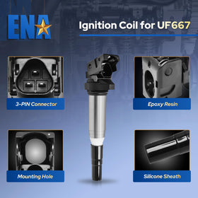 ENA coil pack installed on BMW engine demonstrating easy direct-fit replacement