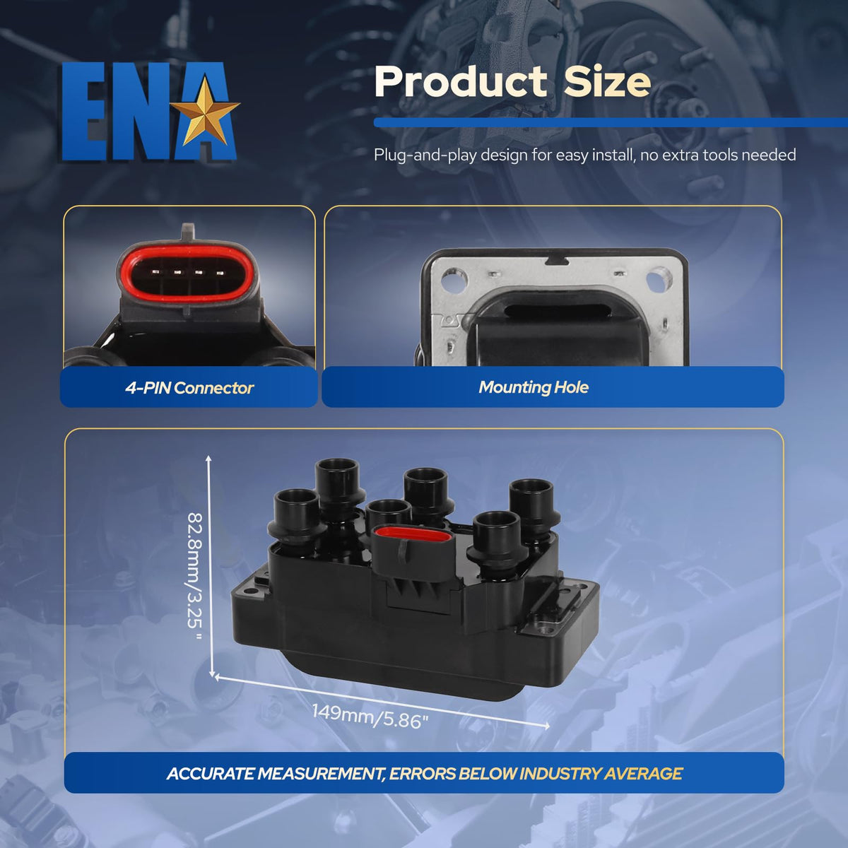 ENA coil pack on a workbench demonstrating straightforward DIY installation