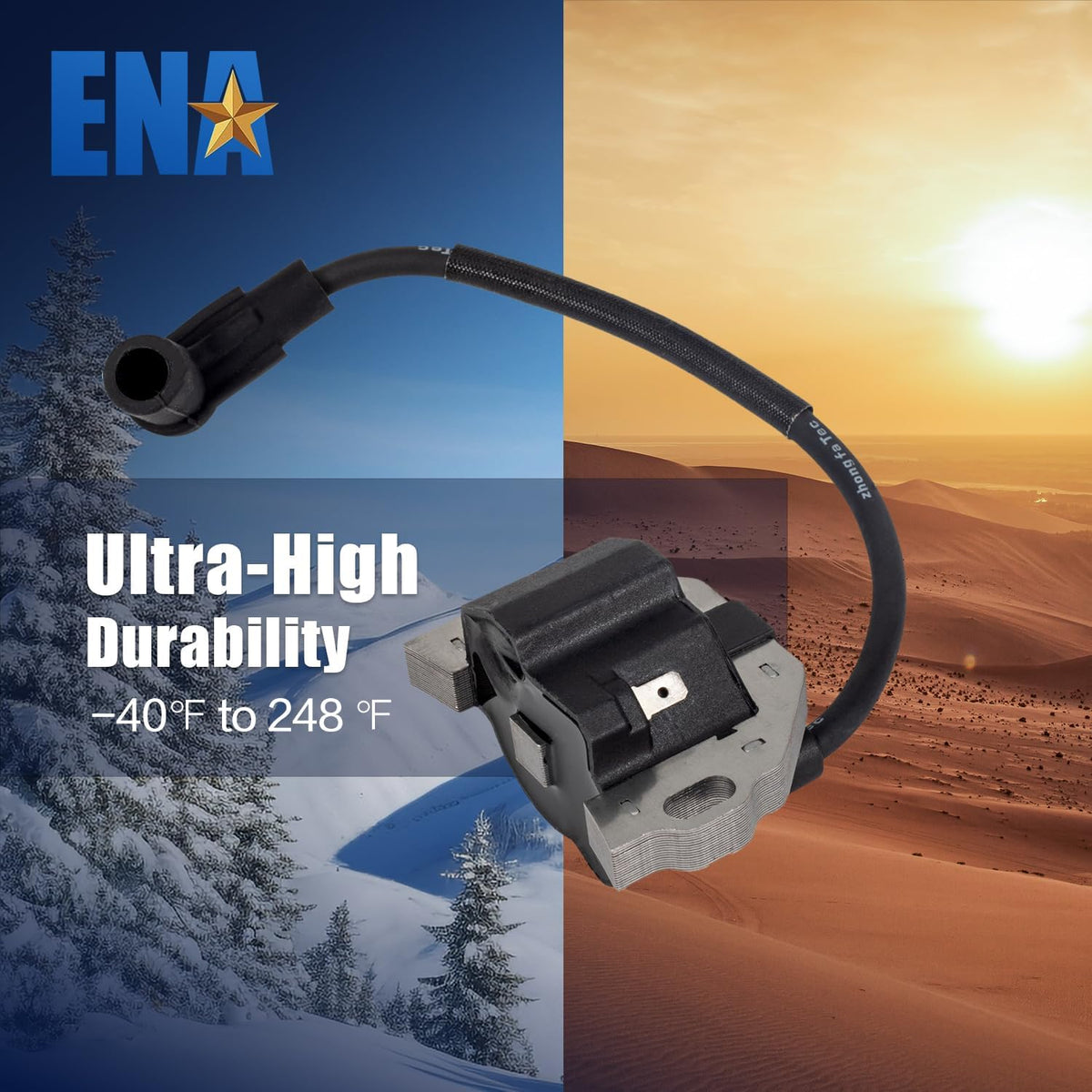 ENA coil side profile highlighting heat-resistant casing benefit: durable operation