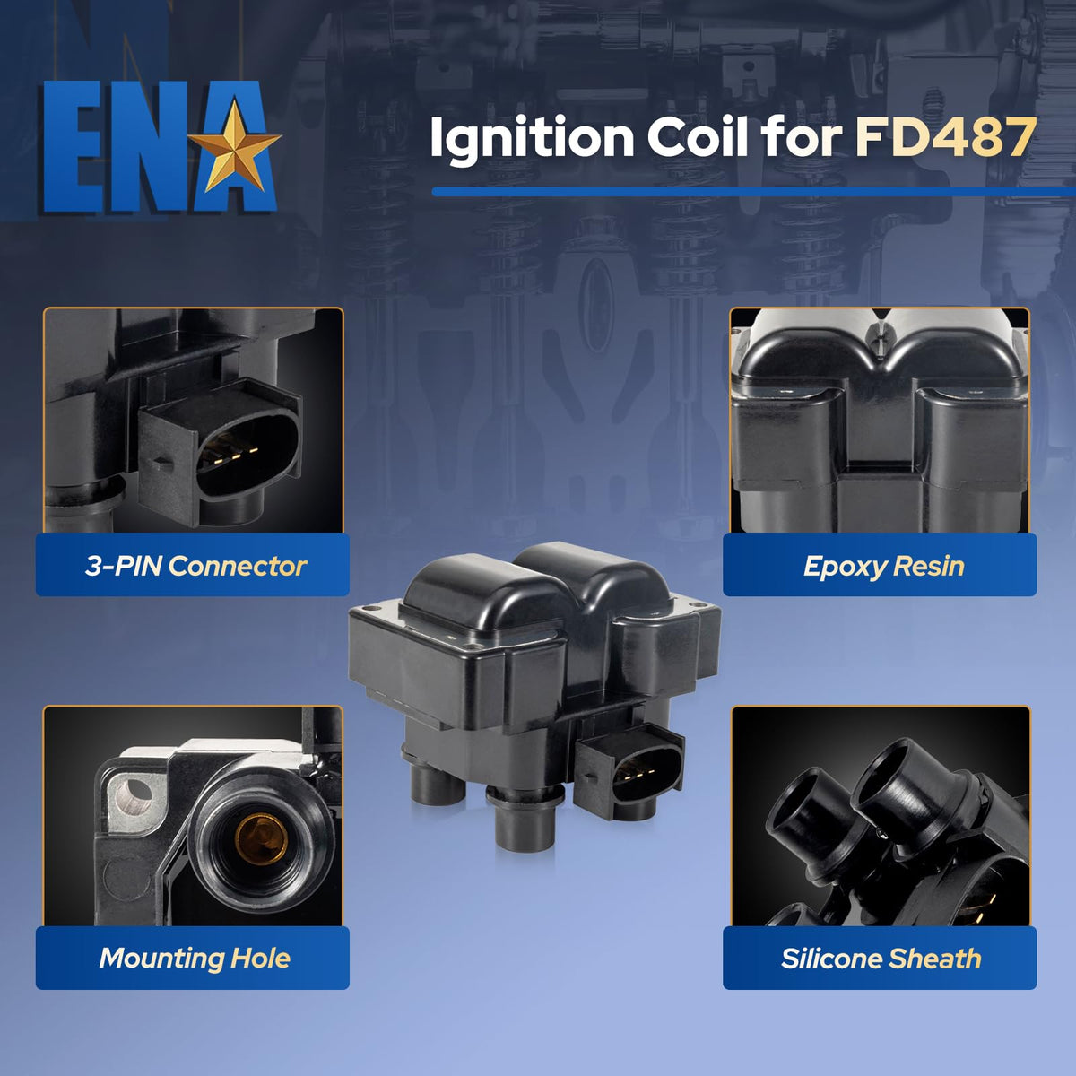 ENA coil pack ignition boot closeup showing durable insulation and seal
