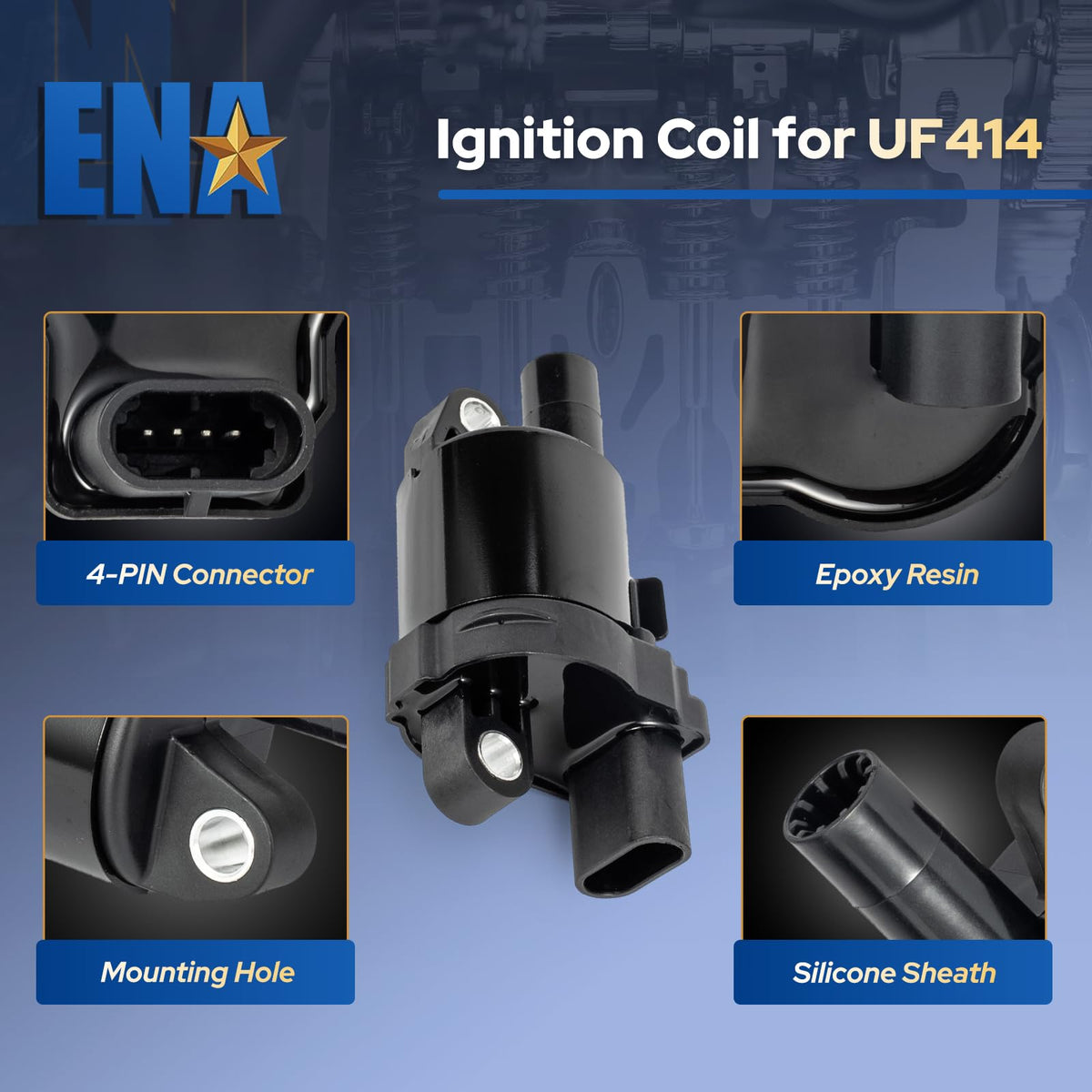 ENA coilpack connector detail showing plug alignment for fast swap