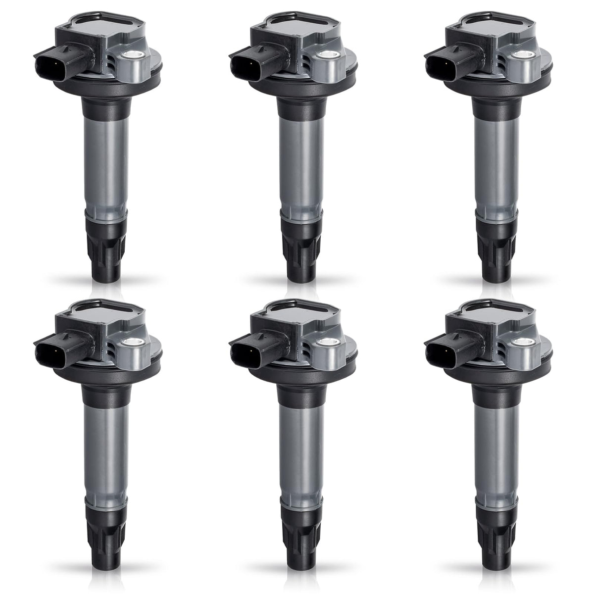 ENA ignition coil pack front view showing six units and plug‑and‑play fitment benefit
