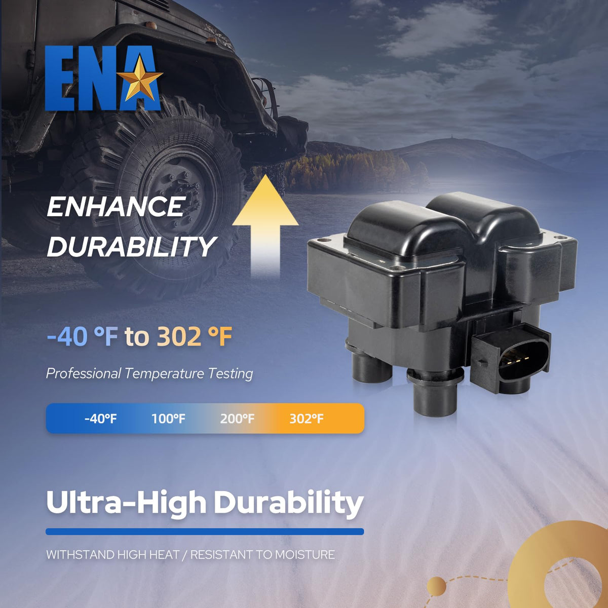 ENA coil pack installed on engine demonstrating direct fit and neat routing