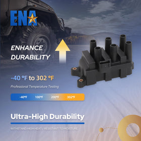 ENA coil pack installed on engine bay demonstrating direct-fit compatibility