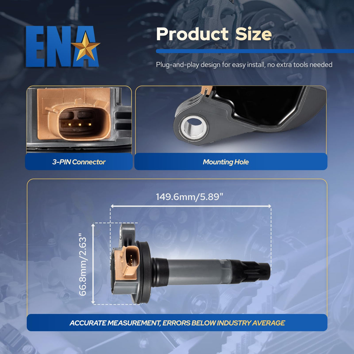 ENA coil pack packaged with warranty card for buyer assurance