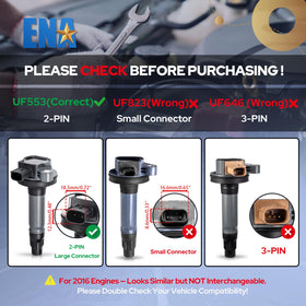 ENA coil pack side label displaying model references for quick vehicle matching benefit