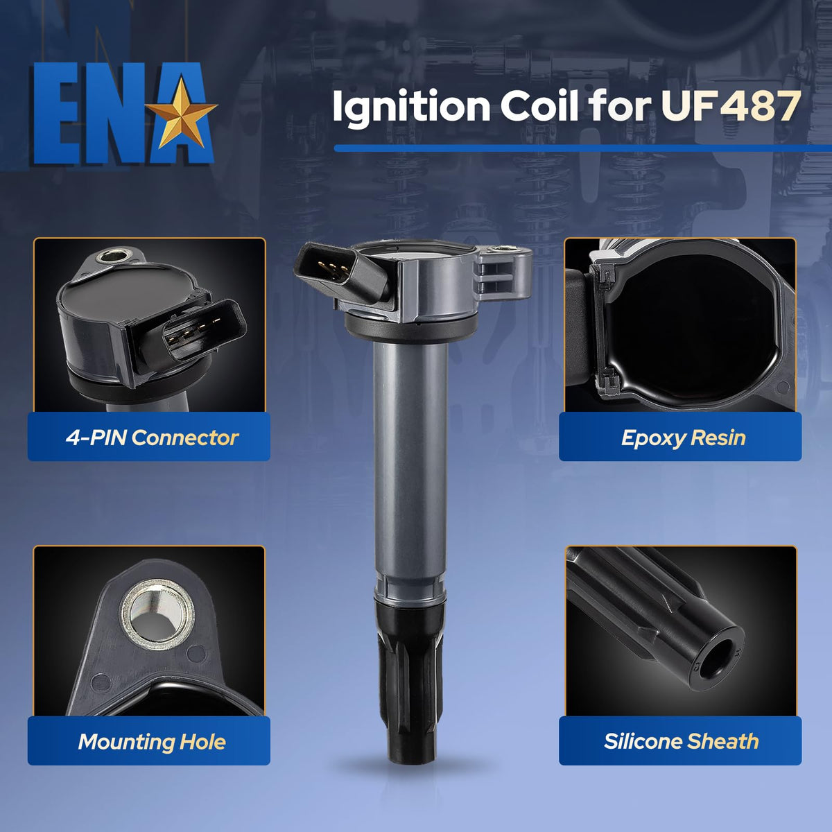 ENA coil pack side profile highlighting durable casing and heat resistance