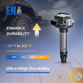 ENA coil spark plug interface showing tip and seal for consistent spark delivery