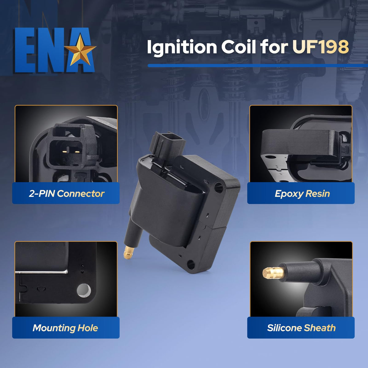 ENA coil pack terminal closeup with clear connectors for reliable electrical contact