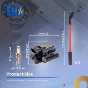 ENA old worn coil and plug side-by-side with new parts showing condition improvement