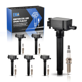 ENA front packaging showing six ignition coils and plugs, clear compatibility list benefit