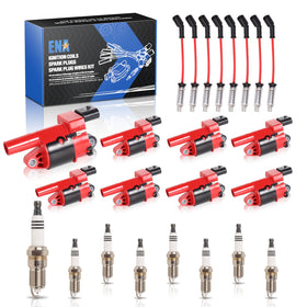 ENA front packaging showing complete coil, plug, and wire kit for easy replacement