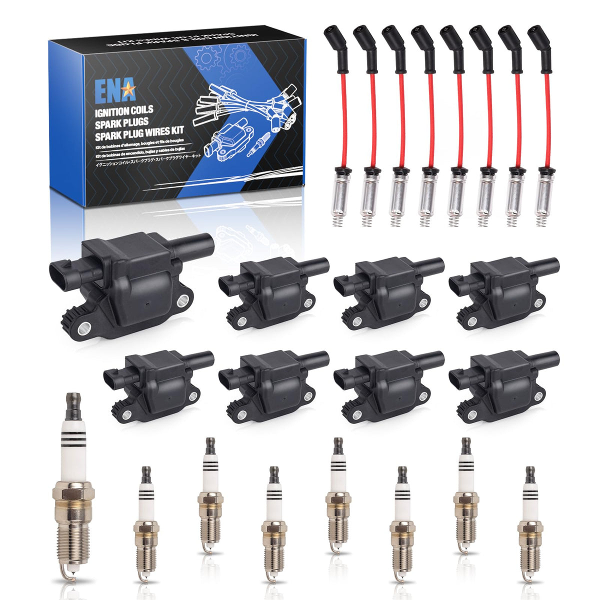 ENA front packaging showing full ignition kit and easy compatibility benefits