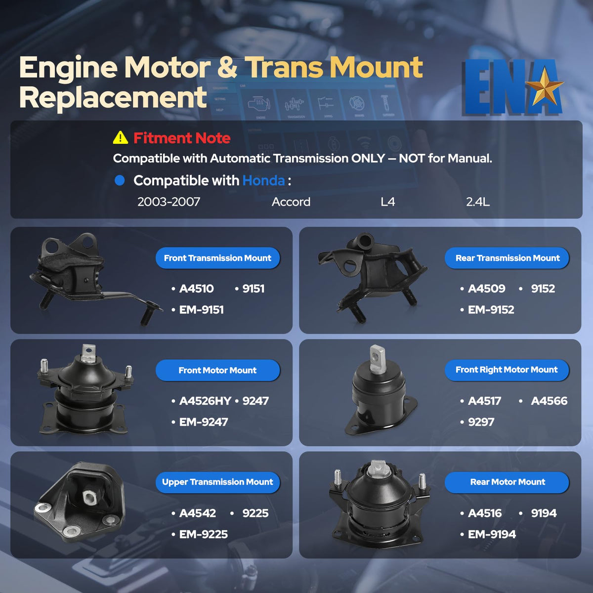 ENA front-right motor mount close-up highlighting durable rubber construction