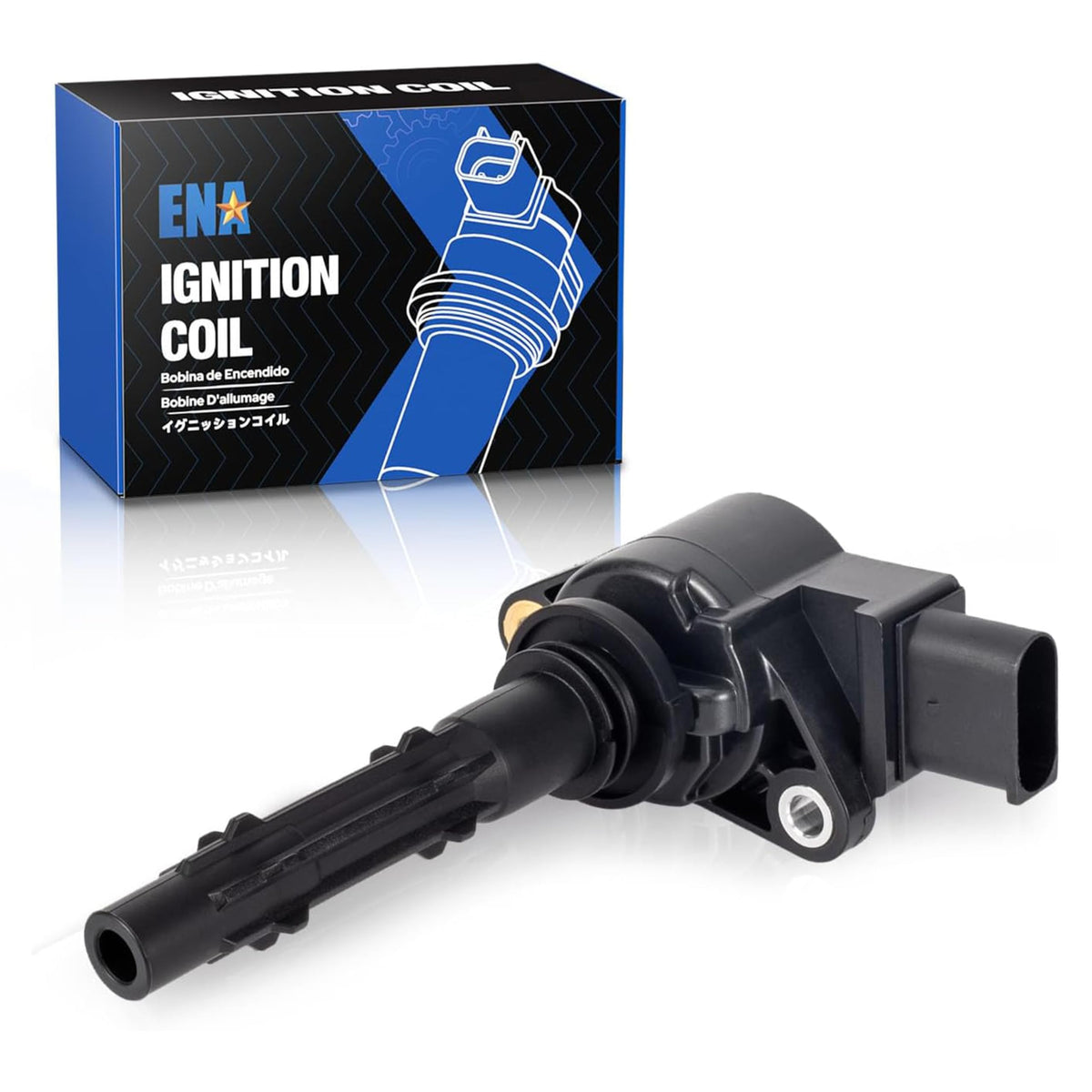 ENA front view of coil pack showing mounting points and plug fit for accurate replacement