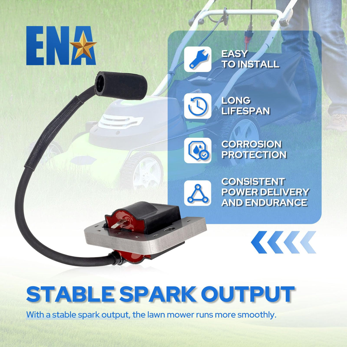 ENA ignition coil mounting holes closeup showing precise fit and alignment