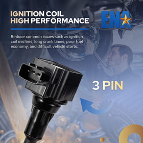 ENA ignition coil pack installed in engine bay showing direct-fit replacement benefit