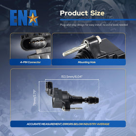 ENA ignition coil in package with warranty card showing lifetime warranty coverage
