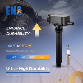 ENA ignition coil installed on engine, demonstrates direct-fit replacement and easy service