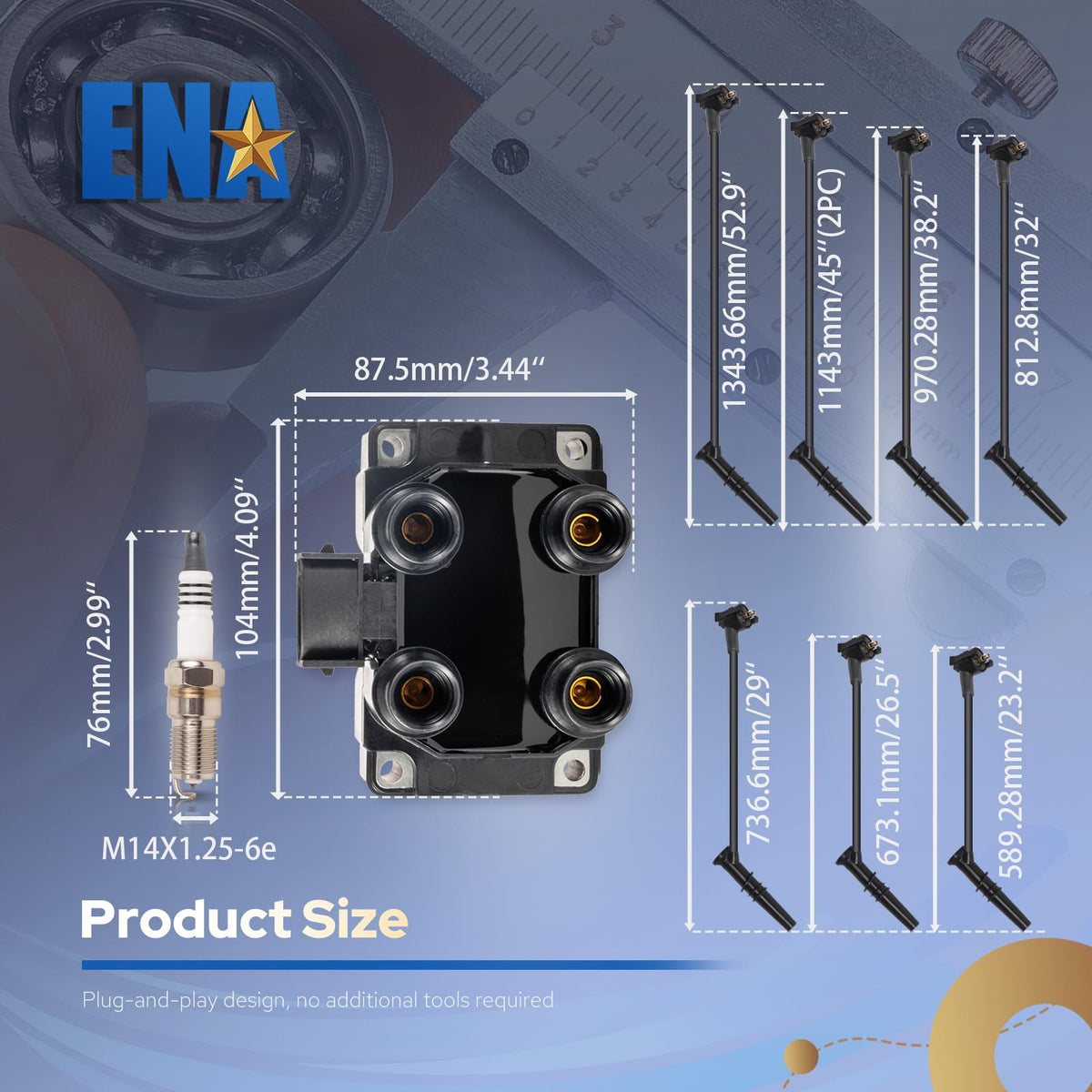 ENA product label and specs photo showing reference numbers to confirm compatibility
