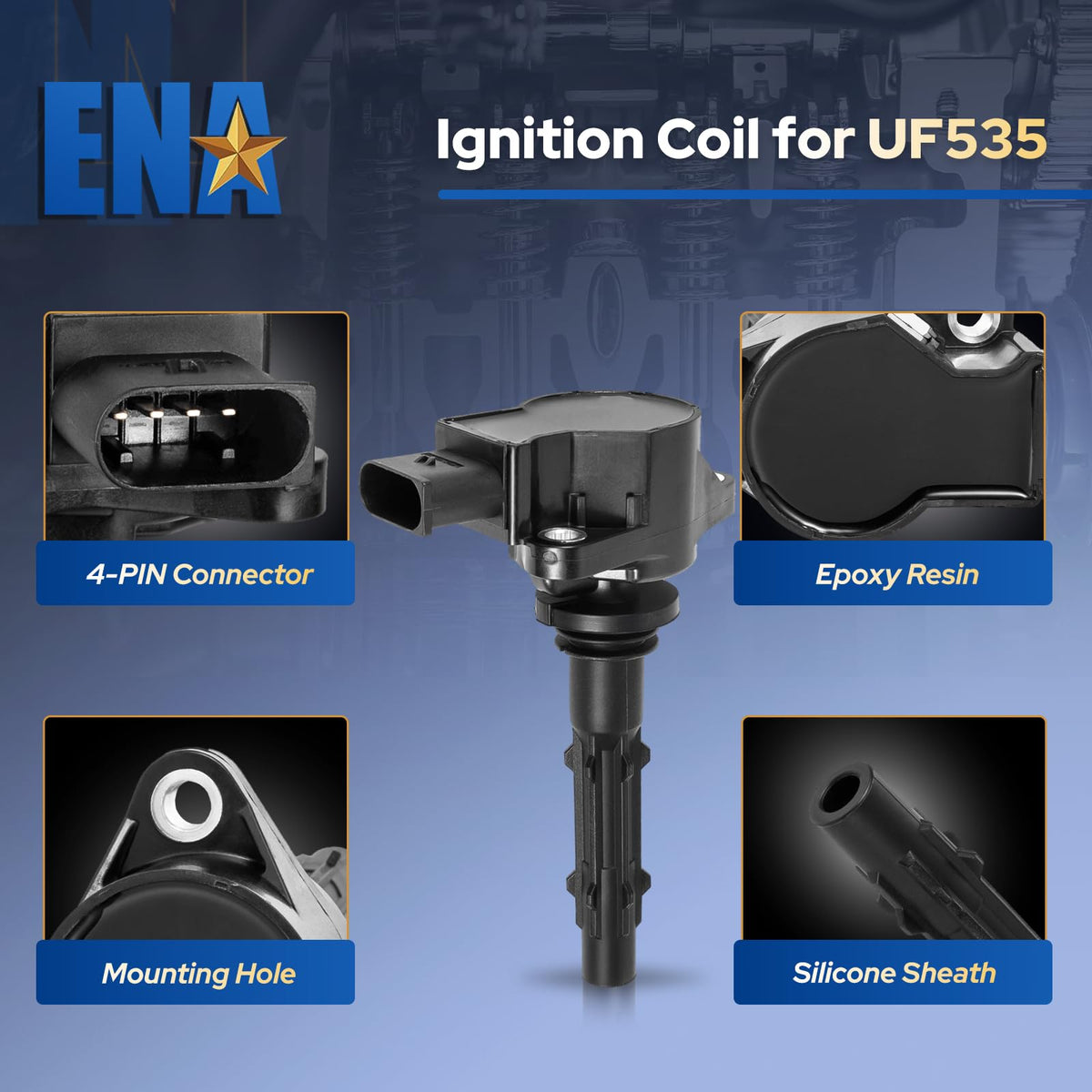 ENA coil pack installed in engine bay illustrating bolt-on placement and service access