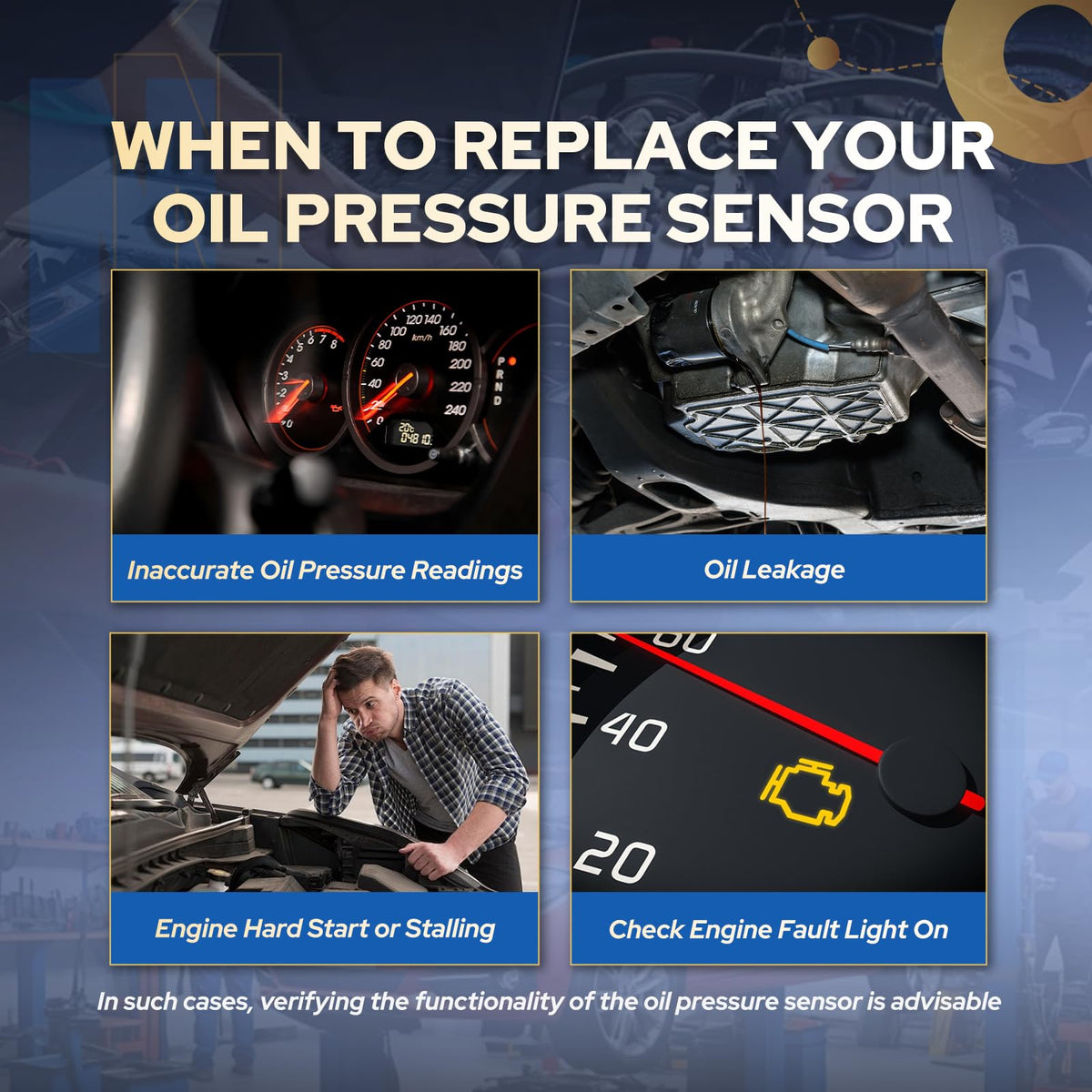ENA oil pressure switch packaging and label showing part number and warranty benefit