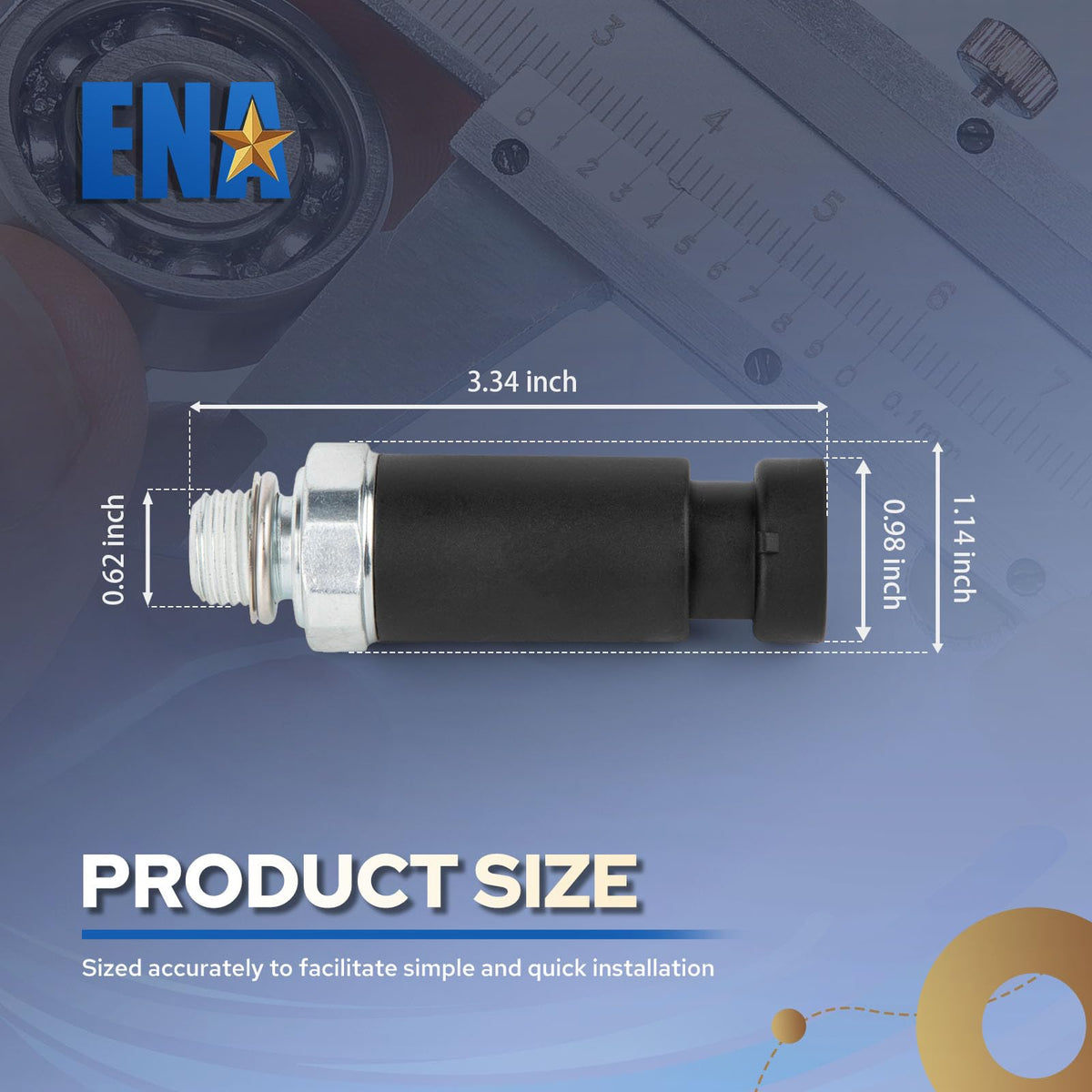 ENA oil pressure switch side angle showing metal finish for corrosion resistance