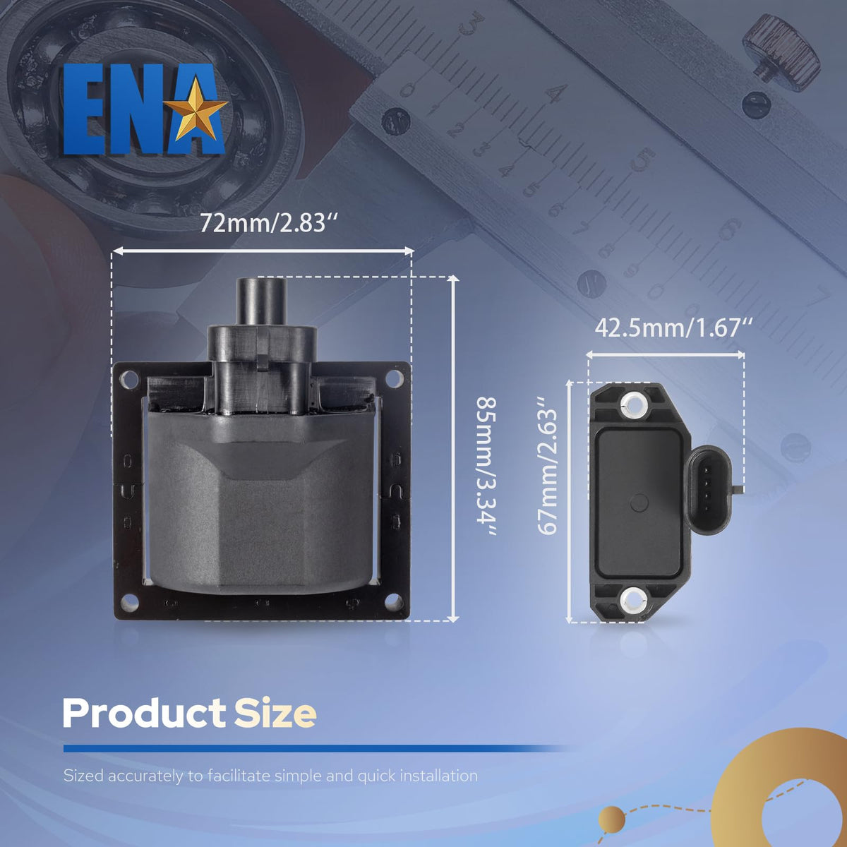 ENA package contents laid out: one coil pack and one control module with warranty card