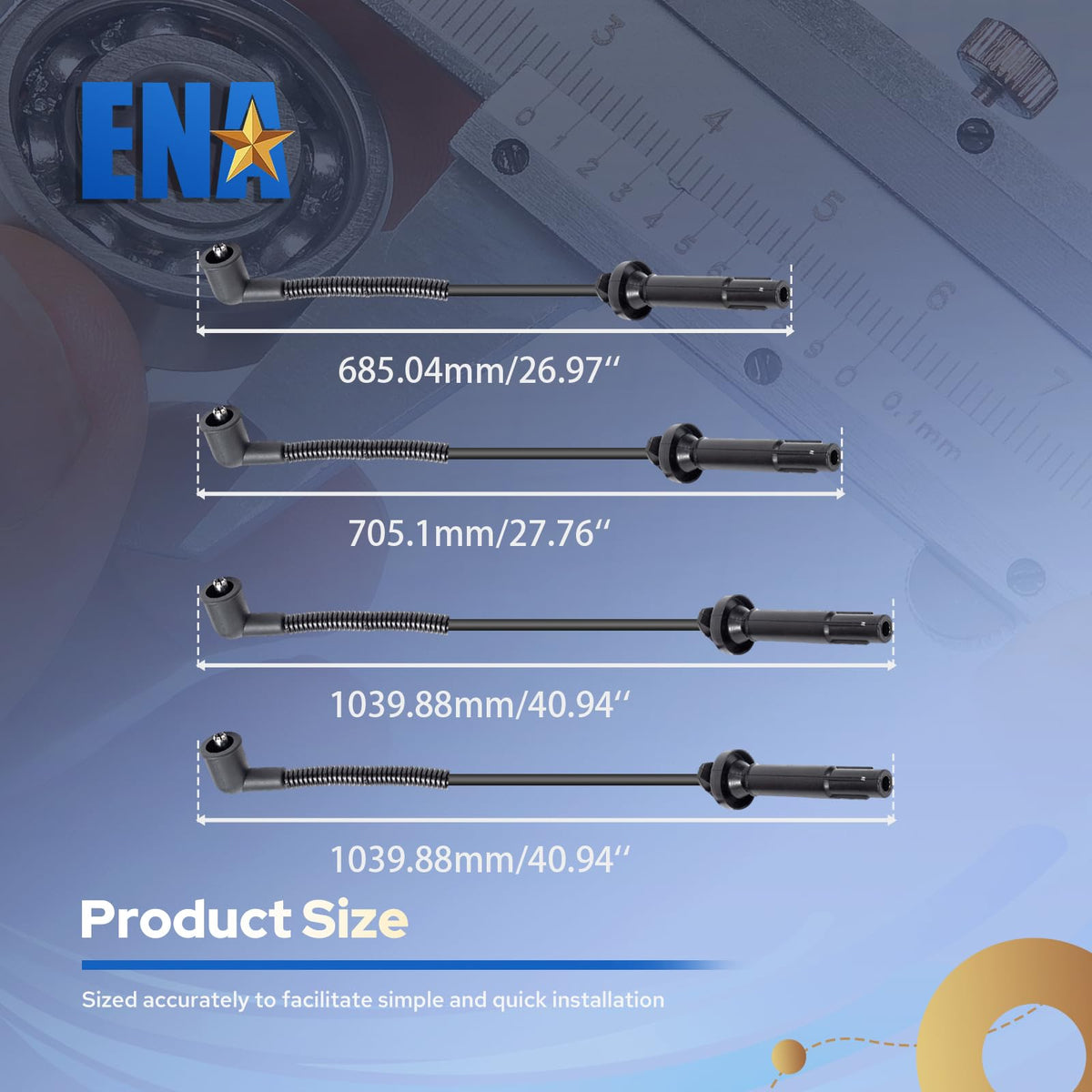 ENA packaging and contents with four wires and warranty card for confidence