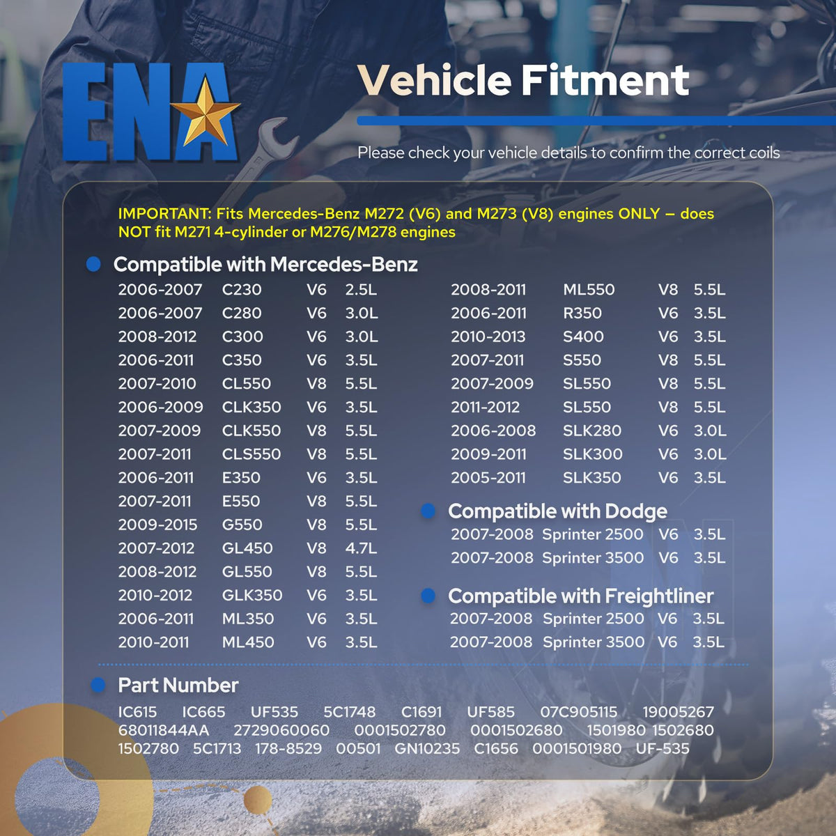 ENA side profile displaying boot length and body shape for proper spark plug reach