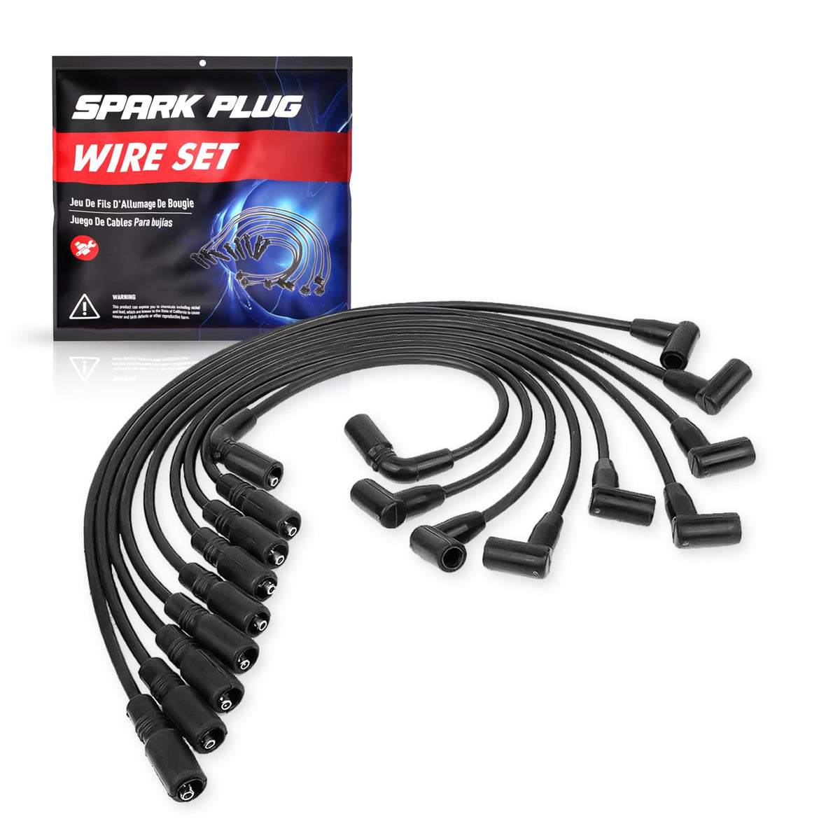 ENA spark plug wire set front packaging showing complete kit and fitment benefits