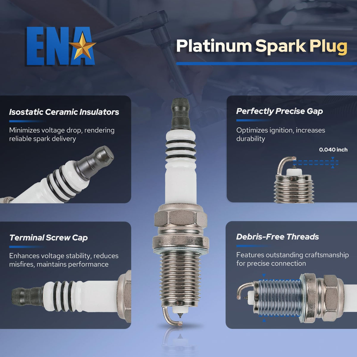 ENA spark plug with visible gap measurement for correct gap and improved combustion consistency