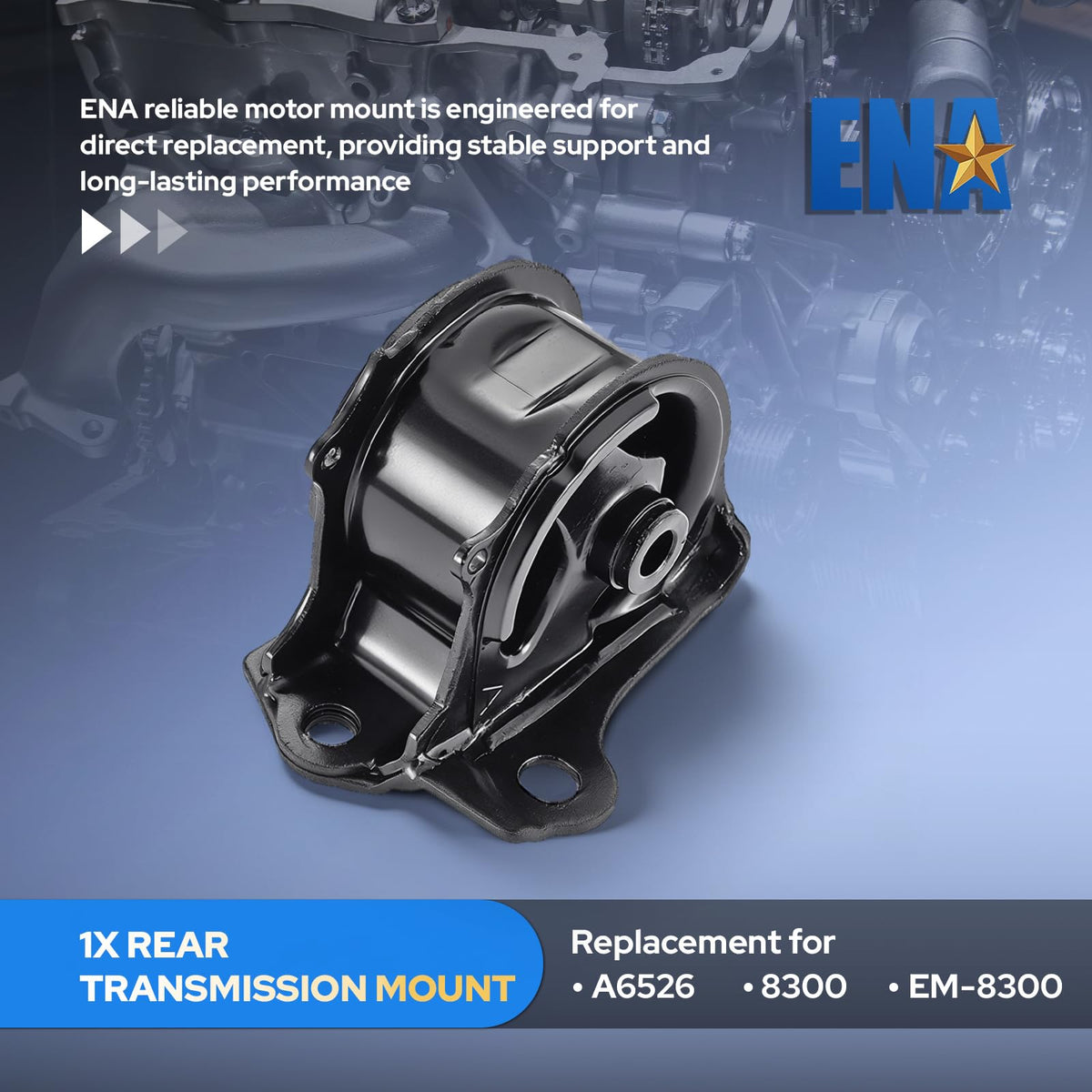 ENA upper left mount detail highlighting durable rubber for noise reduction