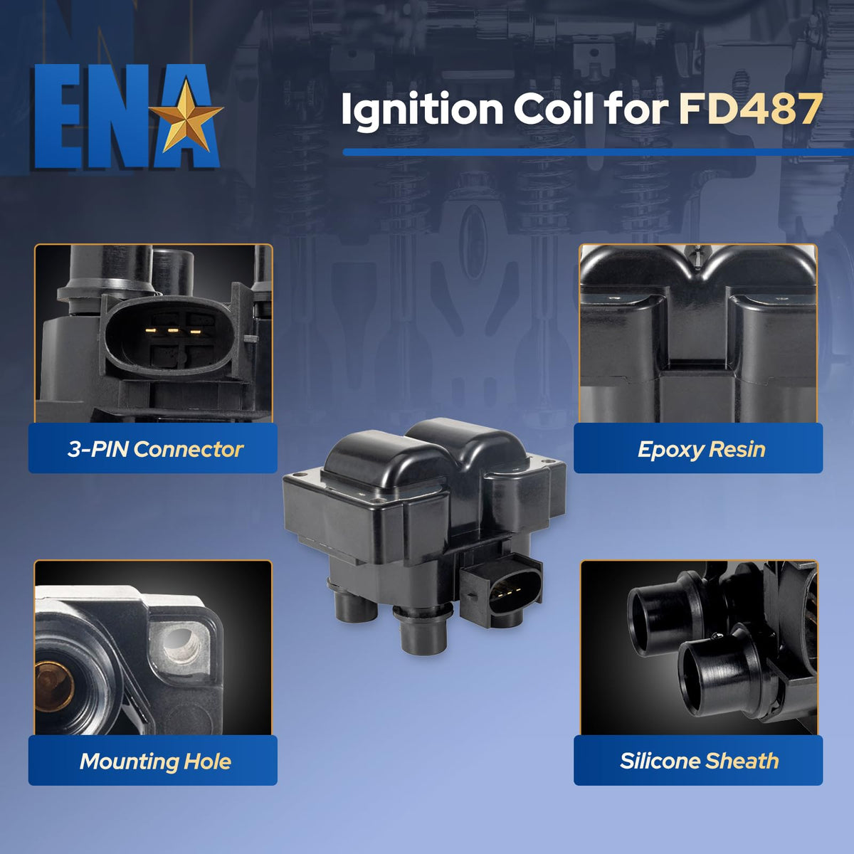 ENA spark plug wires detail showing silicone insulation and boots for heat protection