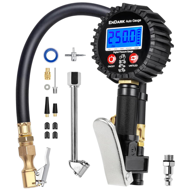 ENDARK front view of inflator showing gauge and trigger, reliable control