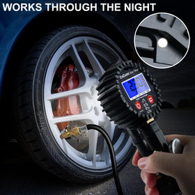 ENDARK inflator in hand for scale, compact and easy to handle