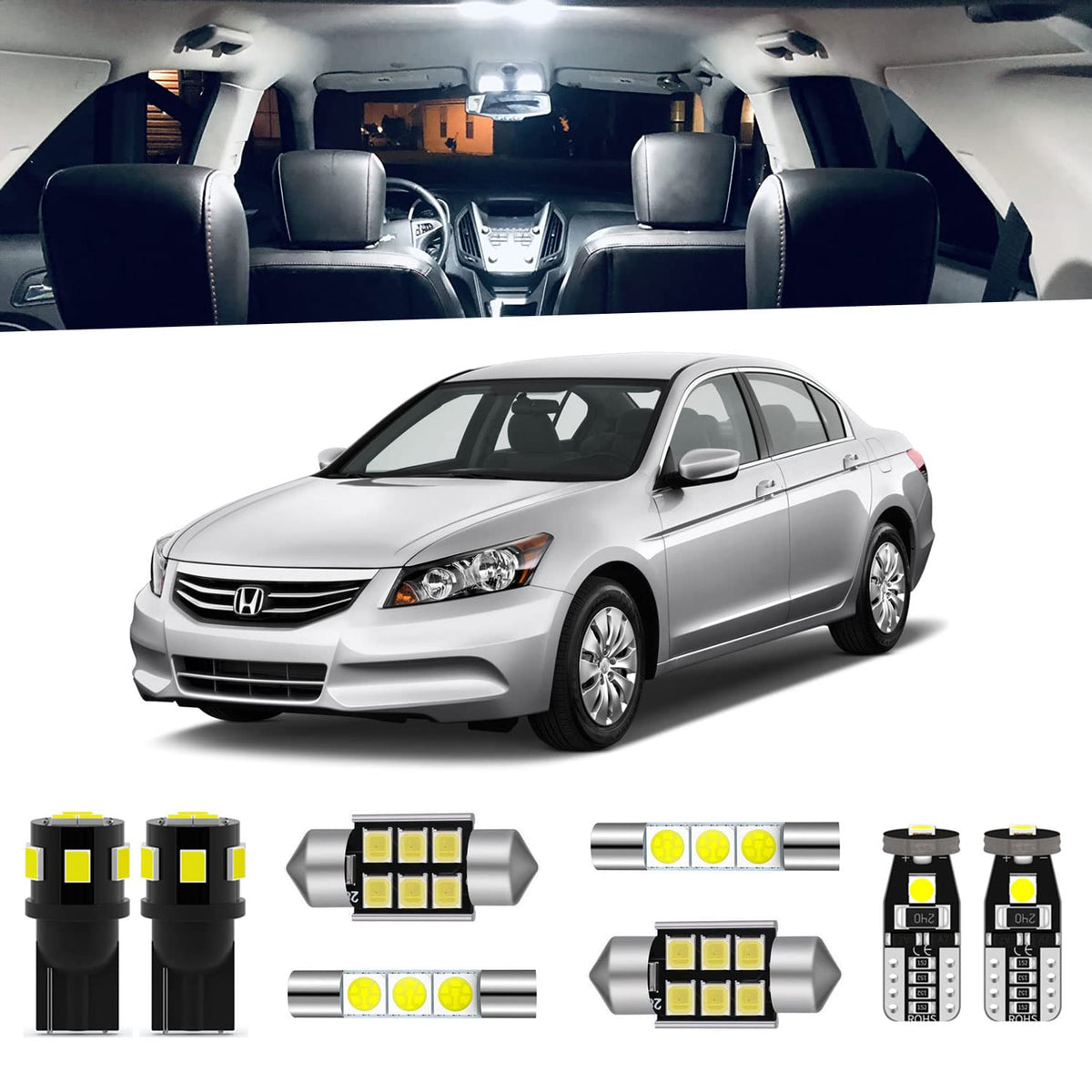 ENDPAGE front packaging showing full 12-piece Accord LED kit and benefits