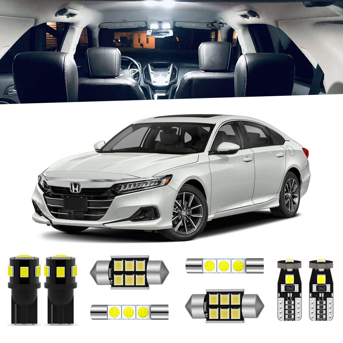ENDPAGE front view of the full Accord LED kit showing included components and benefits