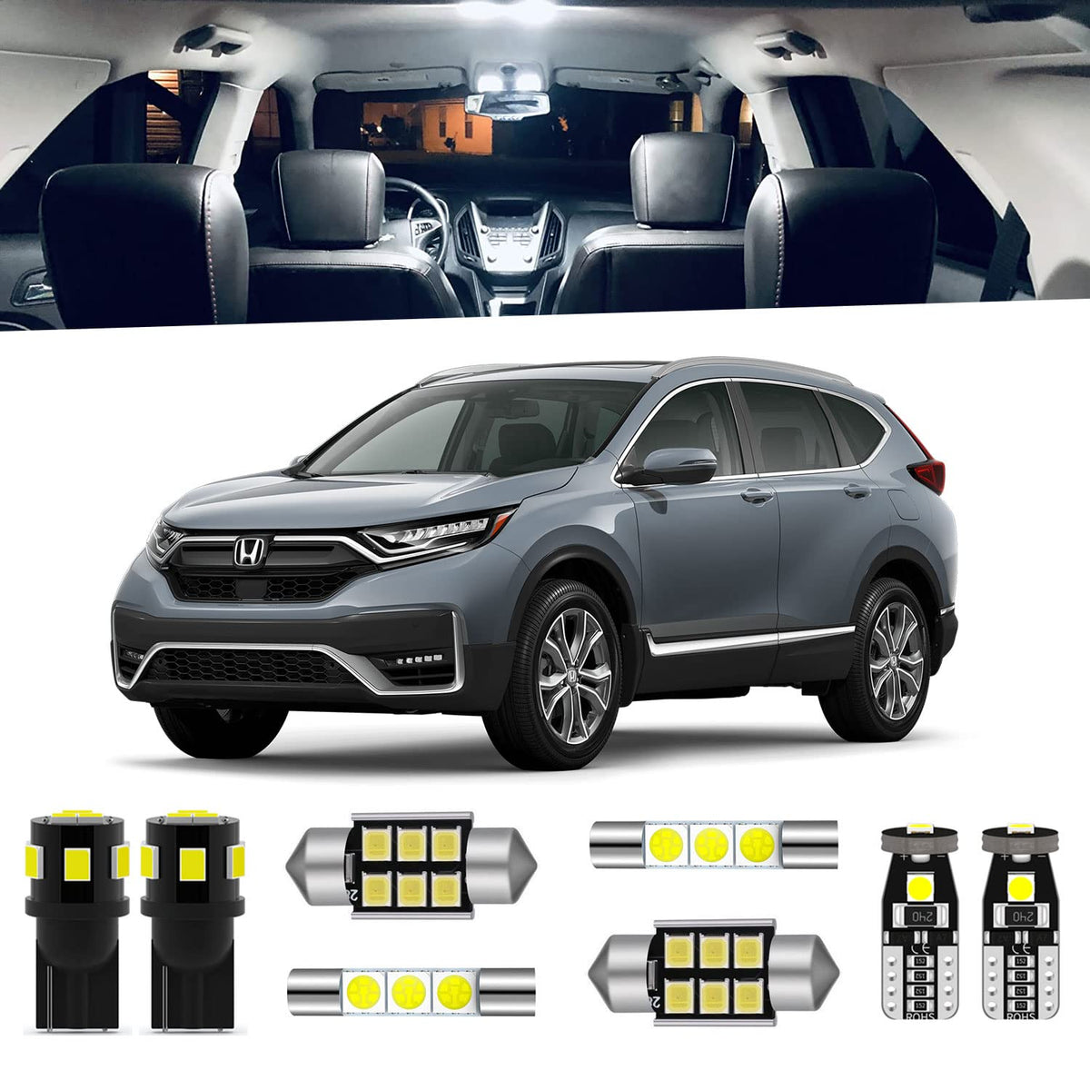 ENDPAGE kit packaging showing all 11 LED bulbs and included tools for easy upgrade