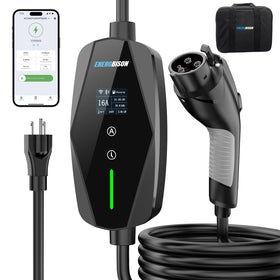 Energbison front angle charger showing compact housing and easy portability benefit