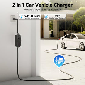 Energbison connected to EV in driveway demonstrating convenient home charging