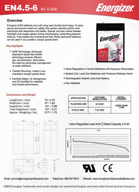 Energizer with packaging and warranty card confirming coverage and support