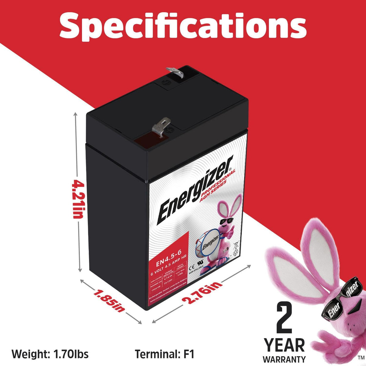 Energizer F1 terminal closeup displaying connector clarity and secure attachment