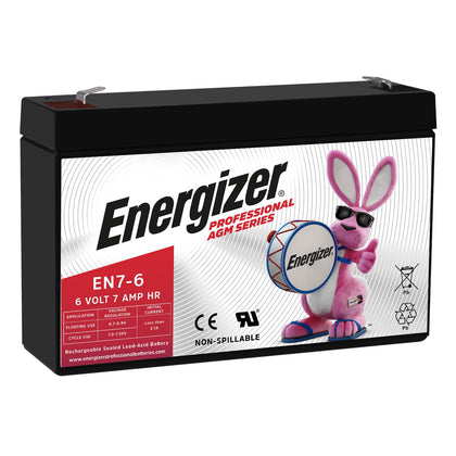 Energizer EN7-6 front view showing compact sealed battery and mounting layout