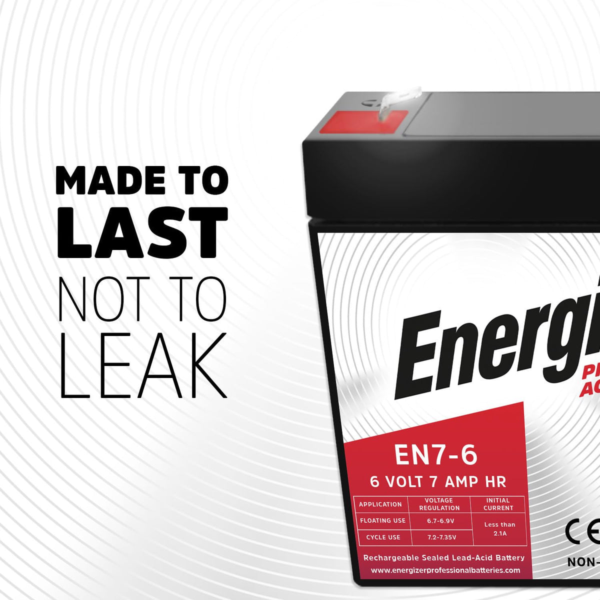 Energizer EN7-6 label with specifications demonstrating certified safety and specs
