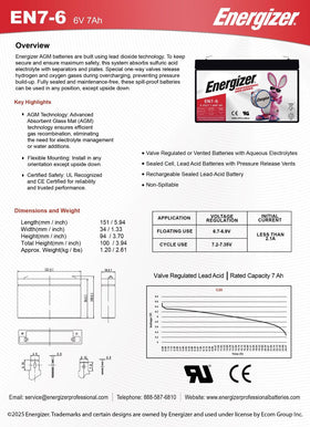 Energizer EN7-6 boxed packaging ready for shipment and safe storage