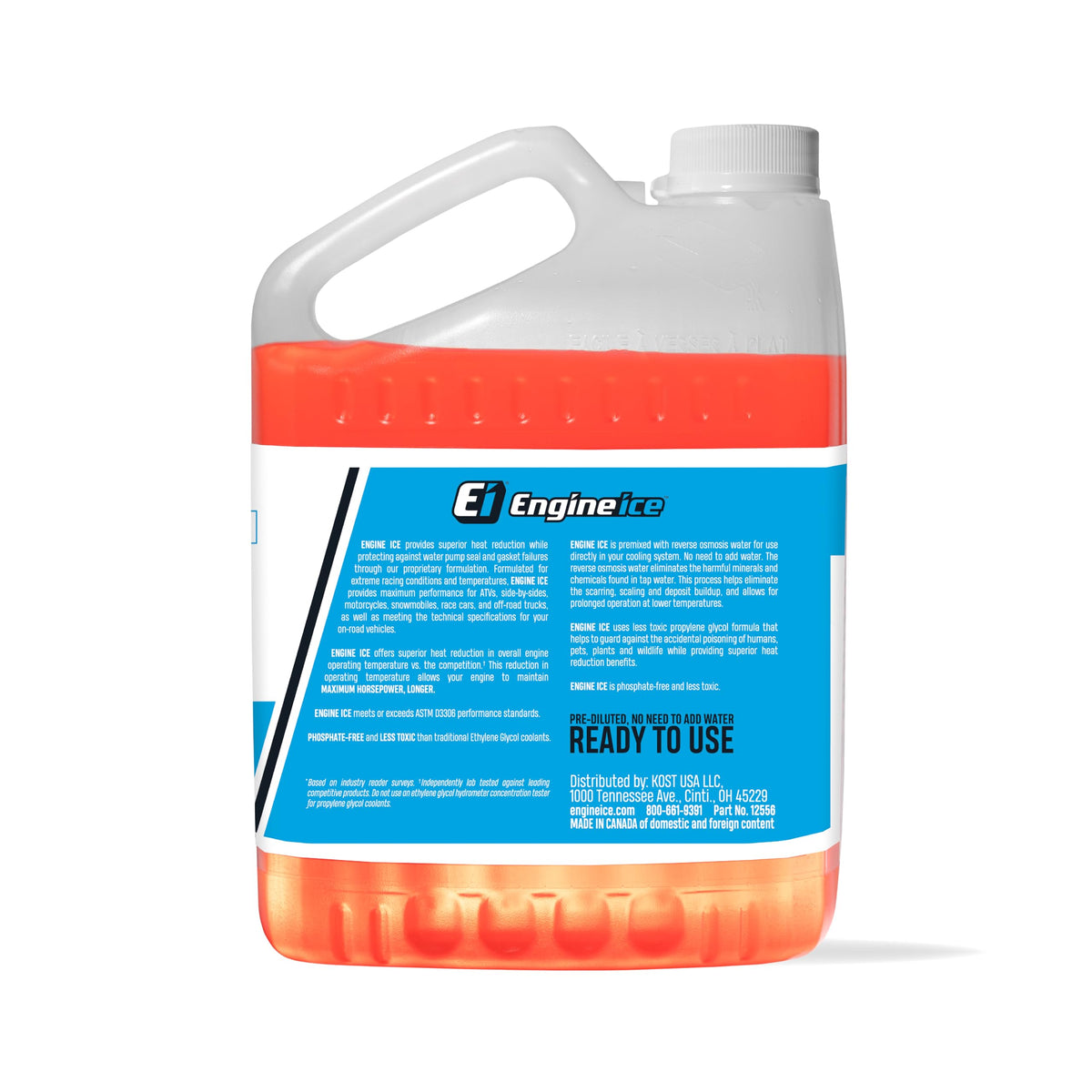 Engine Ice closeup label highlighting propylene glycol OAT formula benefits
